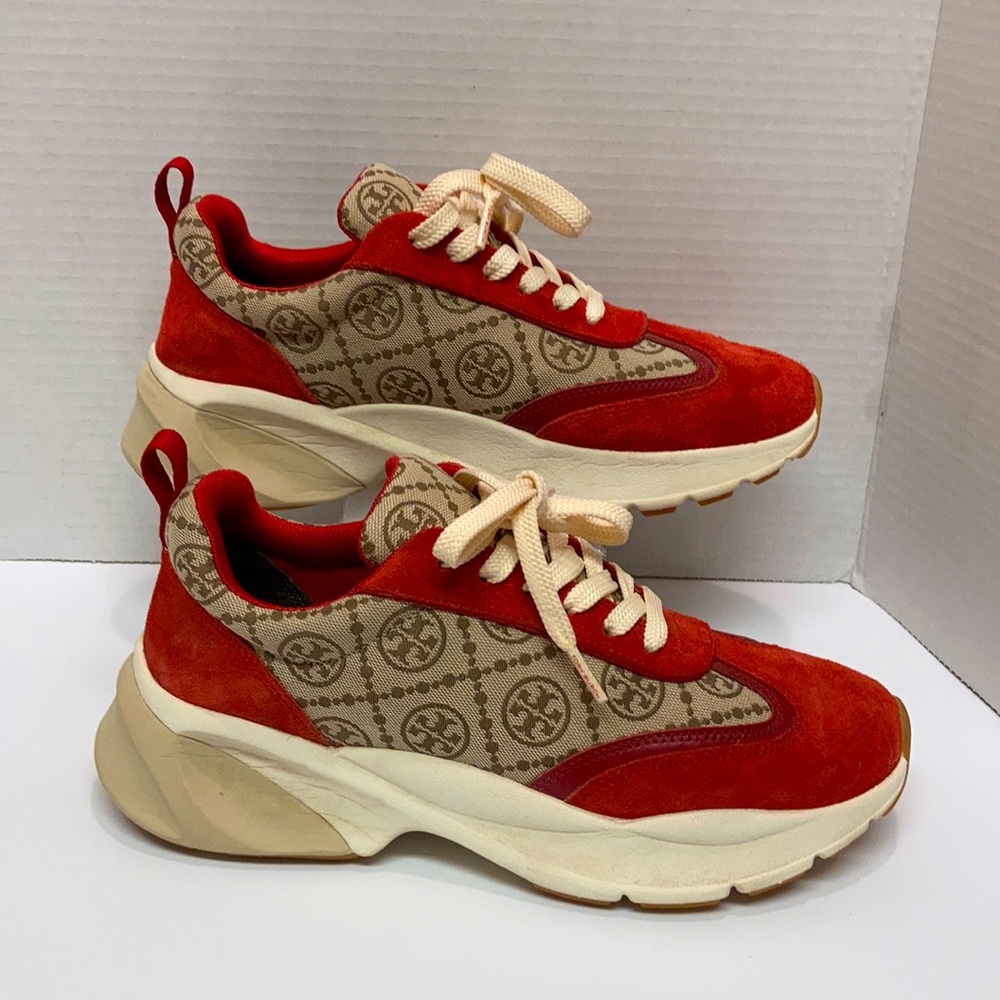 TORY BURCH T MONOGRAM GOOD LUCK TRAINER SNEAKERS WOMENS